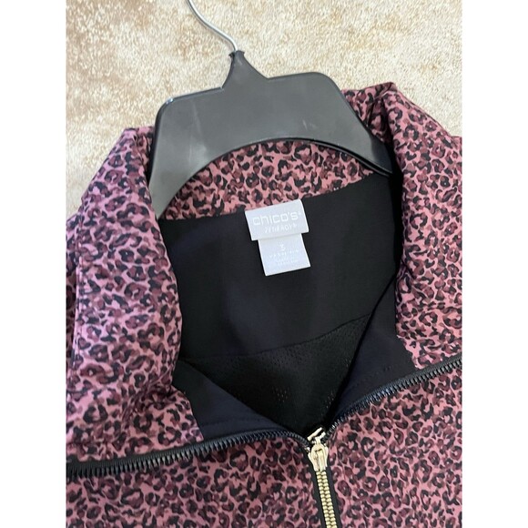 Chico's Zenergy Jacket Women's 16/18 Pink Leopard Print Full Zip Elastic Waist - Picture 5 of 6